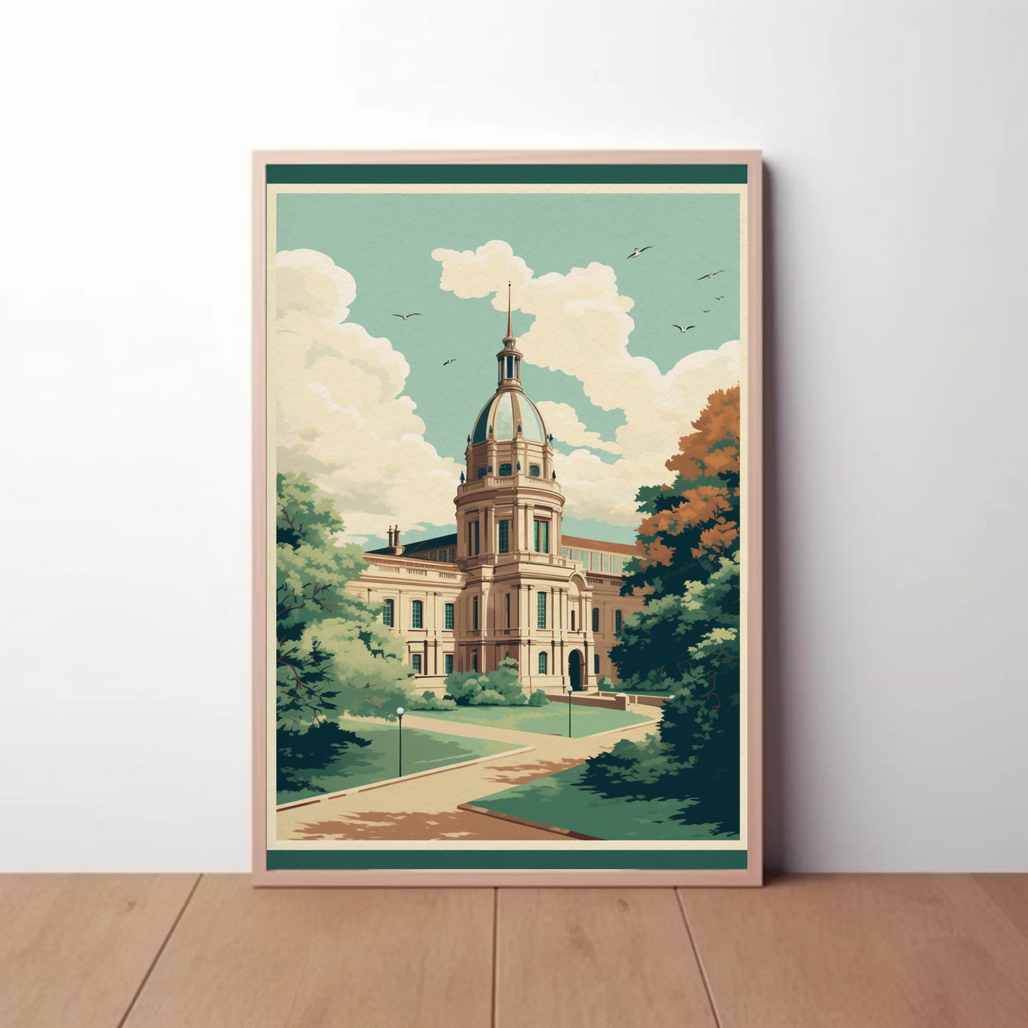 European Palace Garden Pathway Travel Poster
