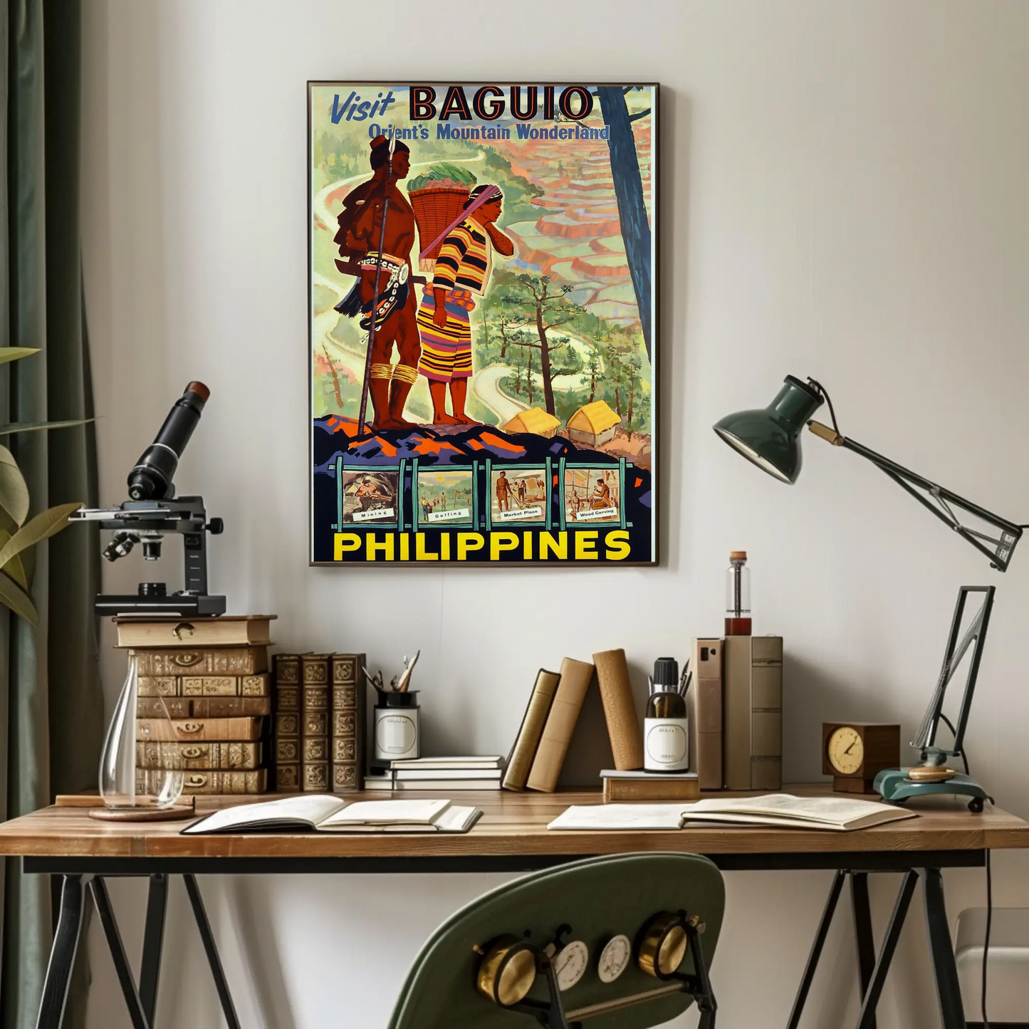 Baguio Philippines Vintage Travel Poster