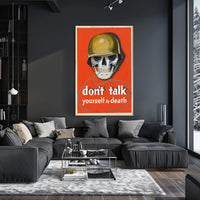 Skull with Military Helmet WWII Era Propaganda Poster