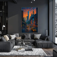 New York City Urban Street Scene Poster Modern Wall Art