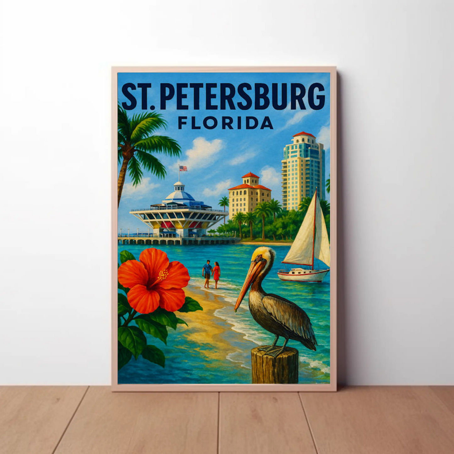 St Petersburg Florida Waterfront Pier Pelican Poster