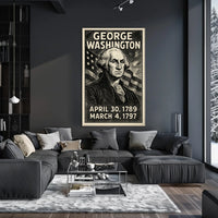 George Washington 1st President of the United States B & W Comic Sketch Poster