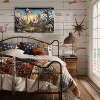 Surreal Fantasy Creatures in Dreamlike Landscape Poster