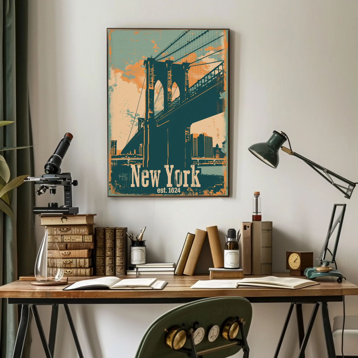 New York Brooklyn Bridge Vintage Poster