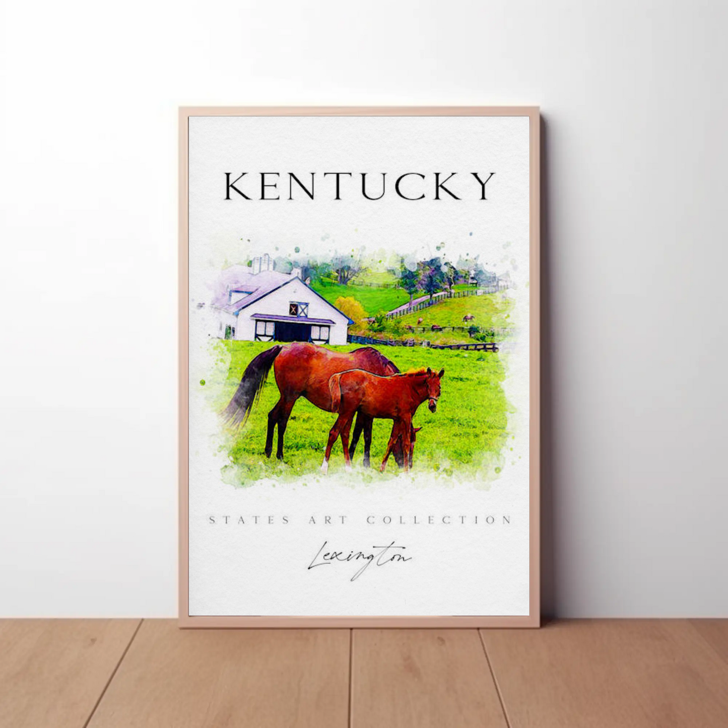 Kentucky Horse Farm Lexington Pastoral Scene Poster