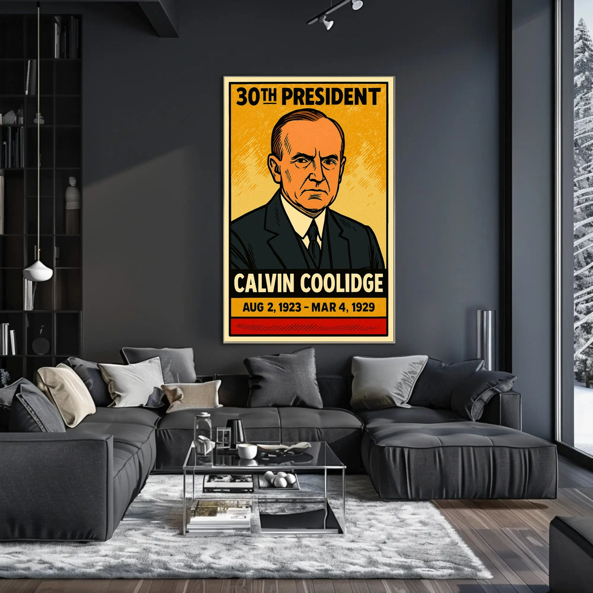 Calvin Coolidge 30th President of the United States Inked Comic Style Poster