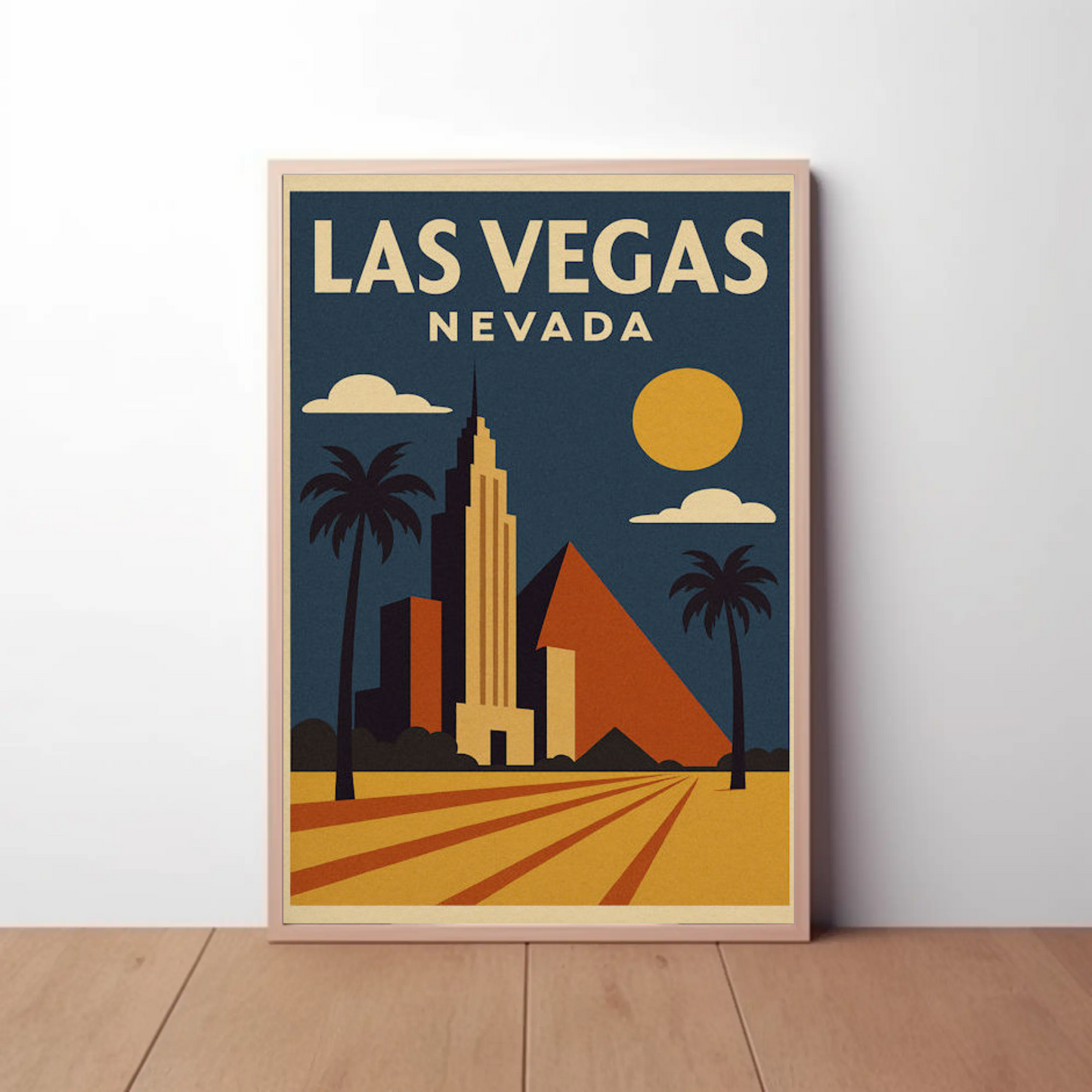 Las Vegas Nevada Geometric Retro Buildings Art Poster