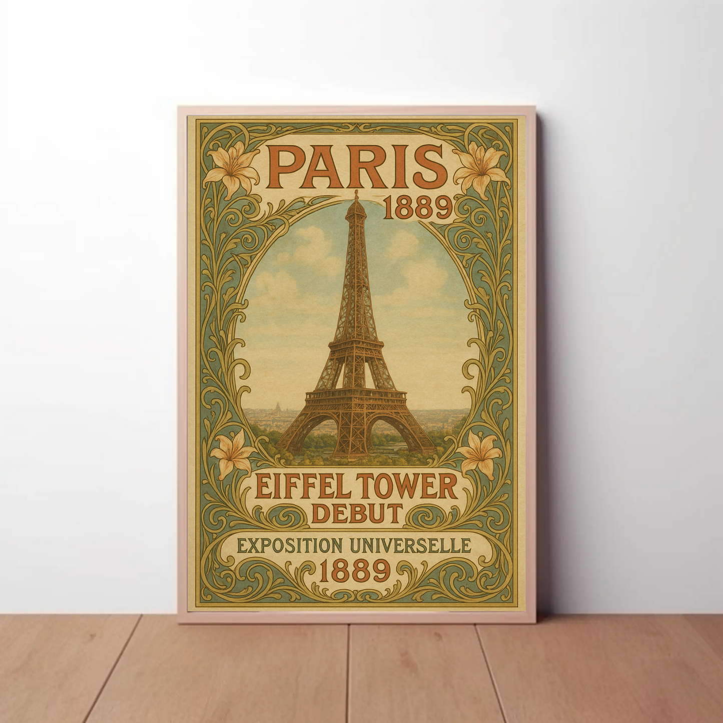 Paris 1889 Eiffel Tower Debut Art Nouveau Travel Poster