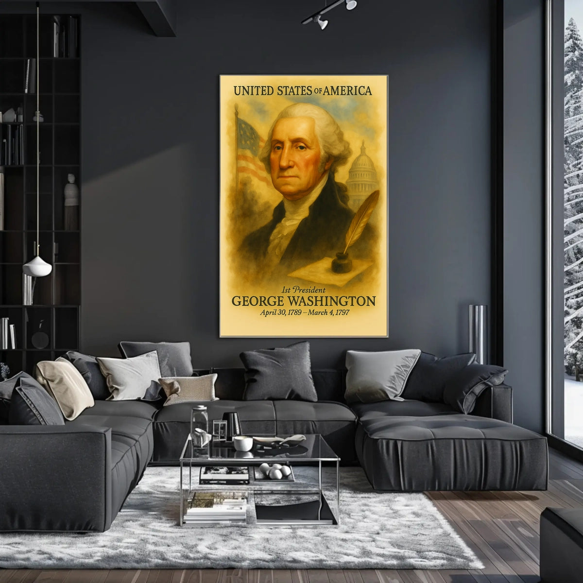 George Washington 1st President of the United States Vintage Watercolor Poster