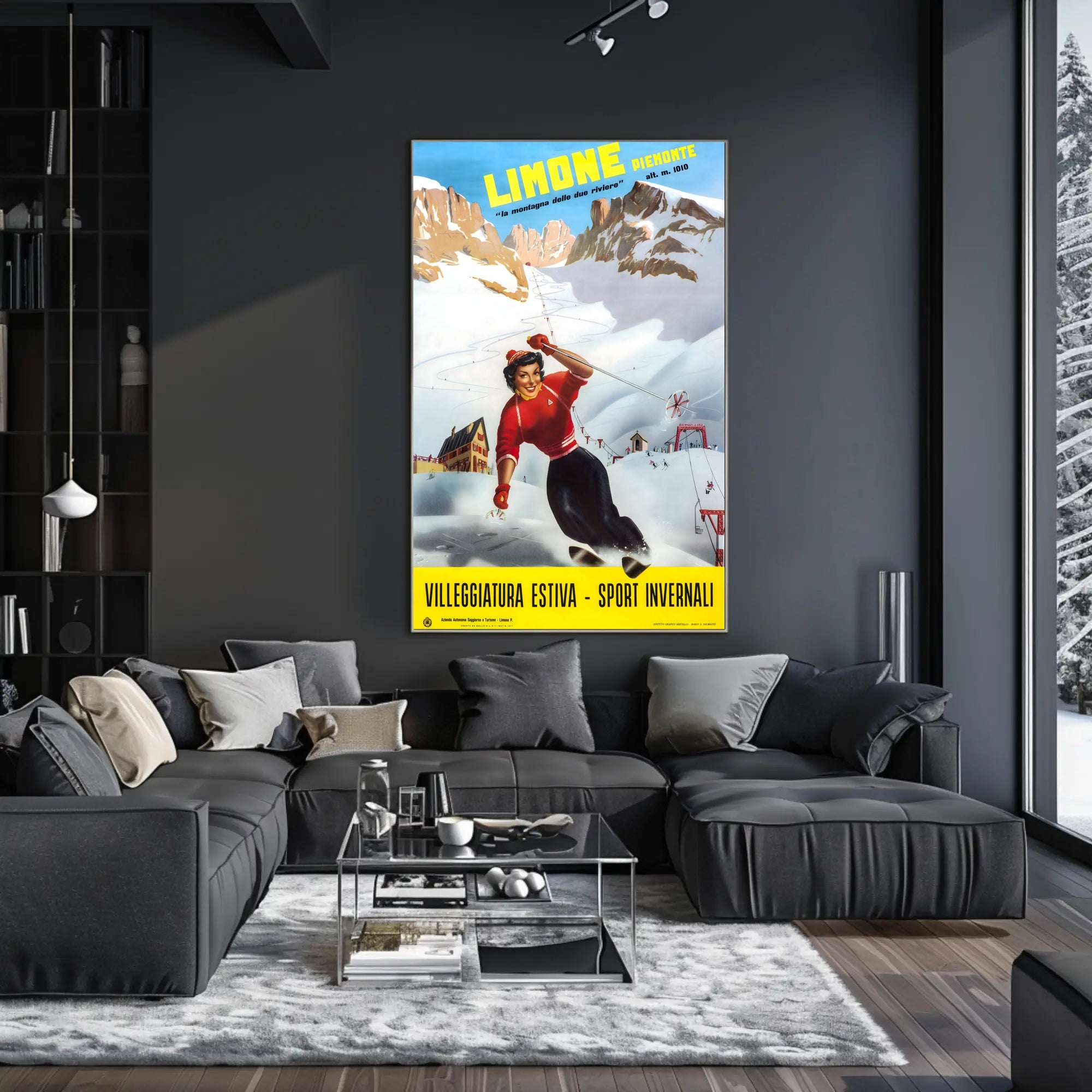 Limone Piemonte Vintage Ski Adventure Poster PosterGoat