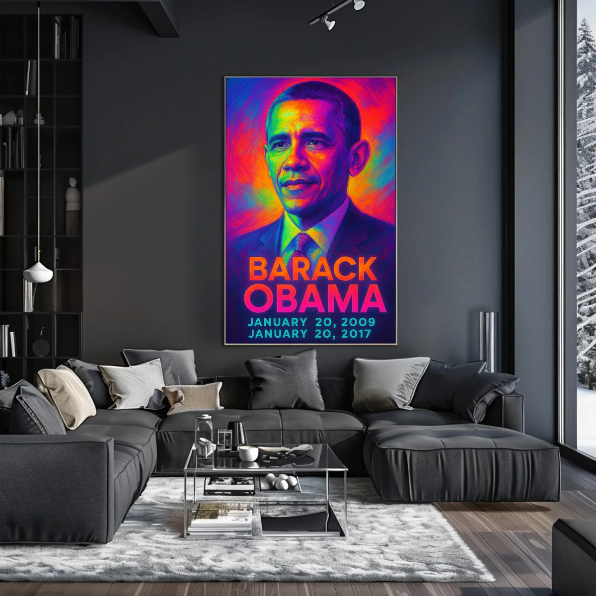 Barack Obama 44th President of the United States Neon Gradient Overlay Poster