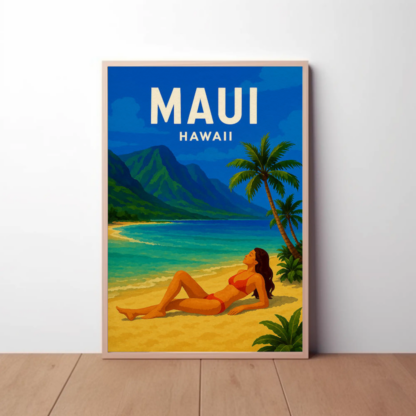 Maui Hawaii Woman Beach Relax Tropical Poster