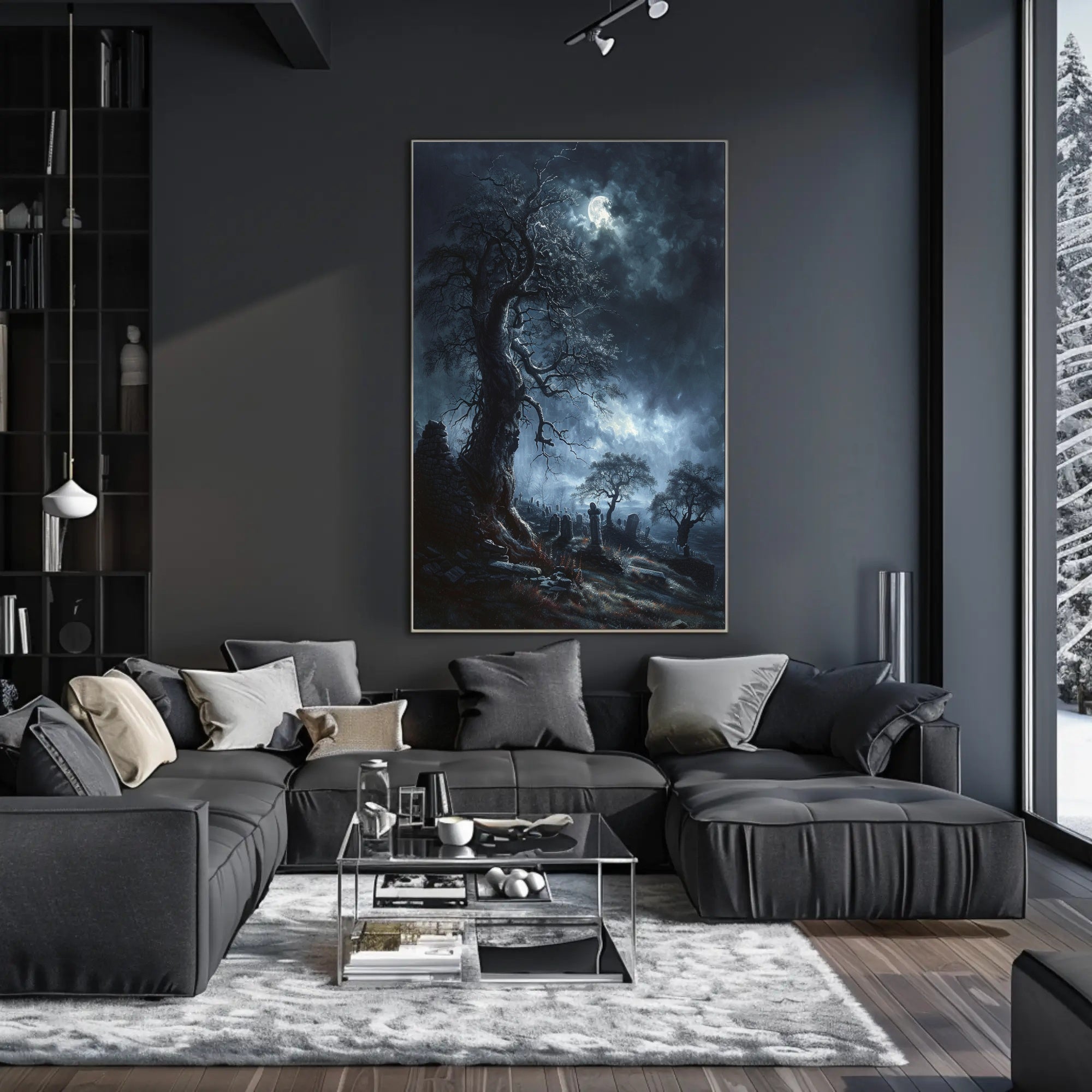 Eerie Graveyard Scene Gothic Art Poster PosterGoat