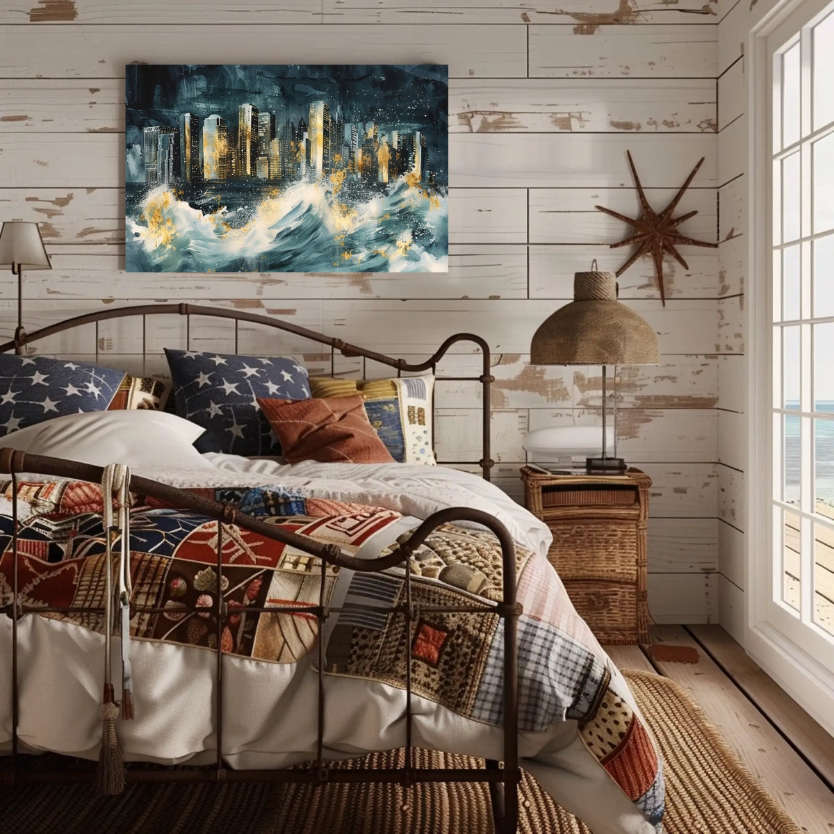 Cityscape Amidst the Storm Poster