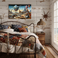 Surreal Alien Landscape with Futuristic Sci-Fi Poster