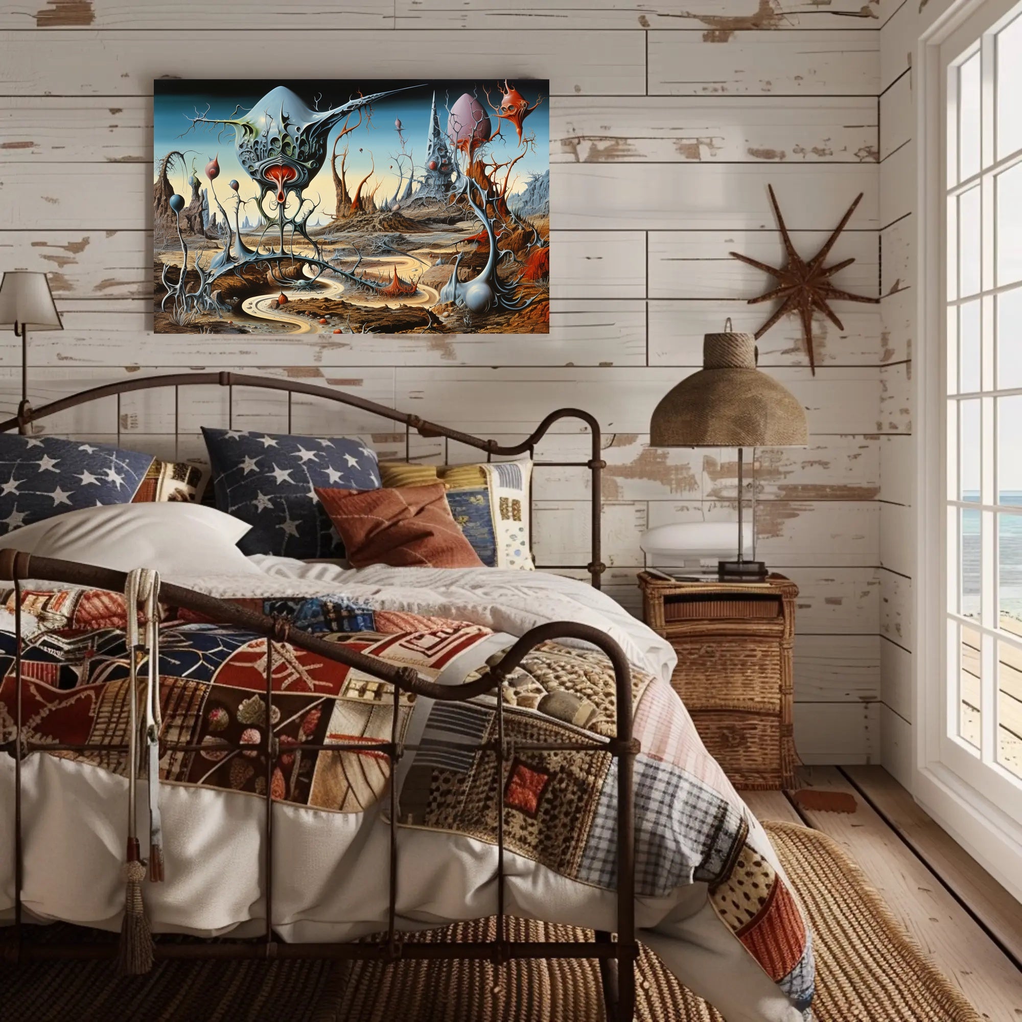 Surreal Alien Landscape with Futuristic Sci-Fi Poster