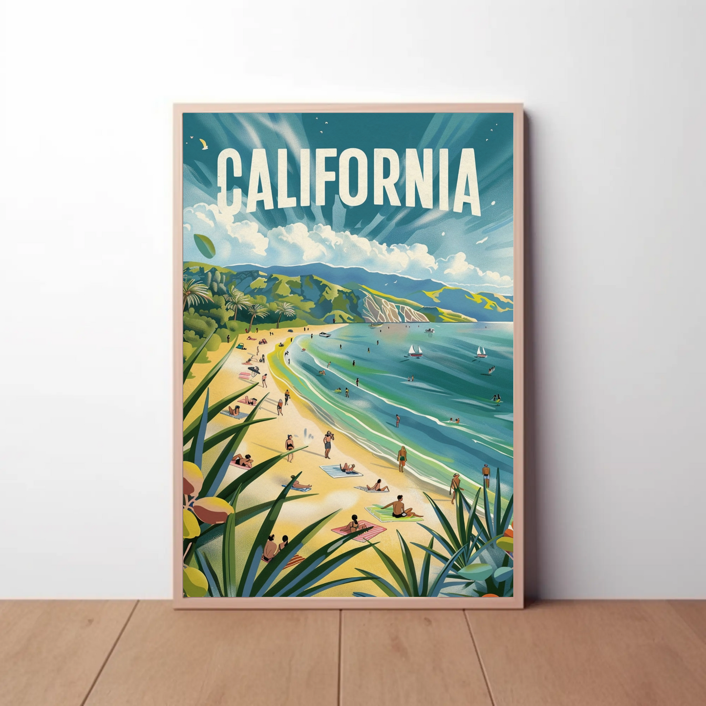 California Dream Coastline Beach Day Travel Poster
