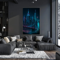 Futuristic New York Cityscape Poster Modern Wall Art