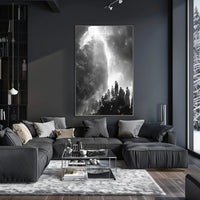 Aurora Lighthouse Seascape: Mystical Nighttime Poster PosterGoat