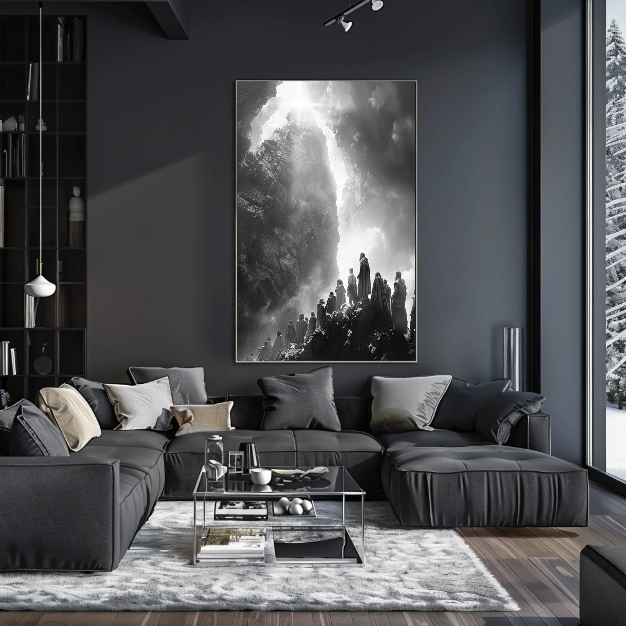 Aurora Lighthouse Seascape: Mystical Nighttime Poster PosterGoat