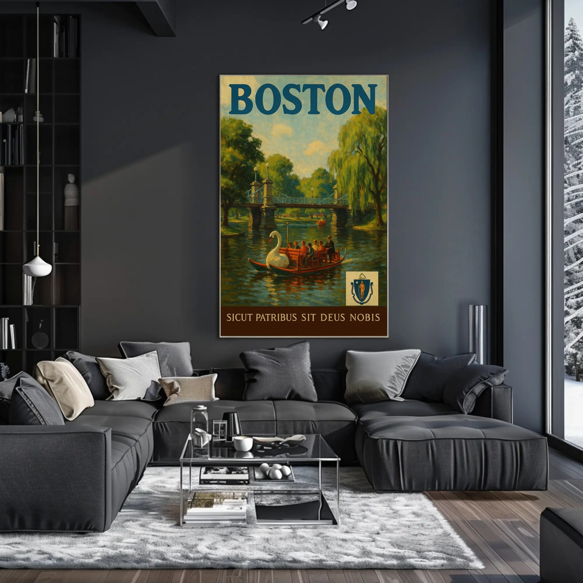 Charming Boston Public Garden Vintage Travel Poster