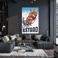 Vintage Sleigh Ride Adventure Gstaad Travel Poster PosterGoat