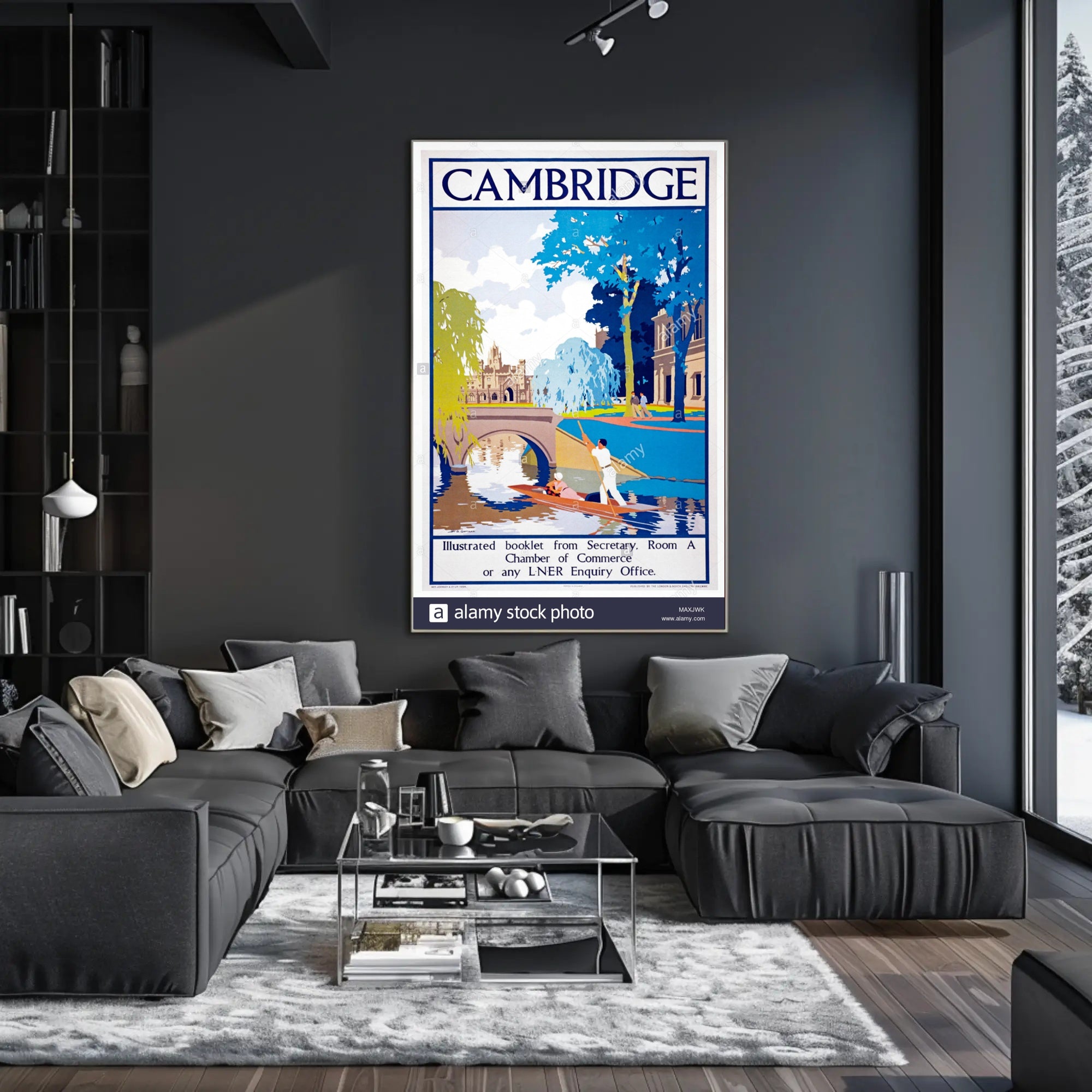 Vintage Cambridge Travel Scene with Punting on the River Travel Poster PosterGoat