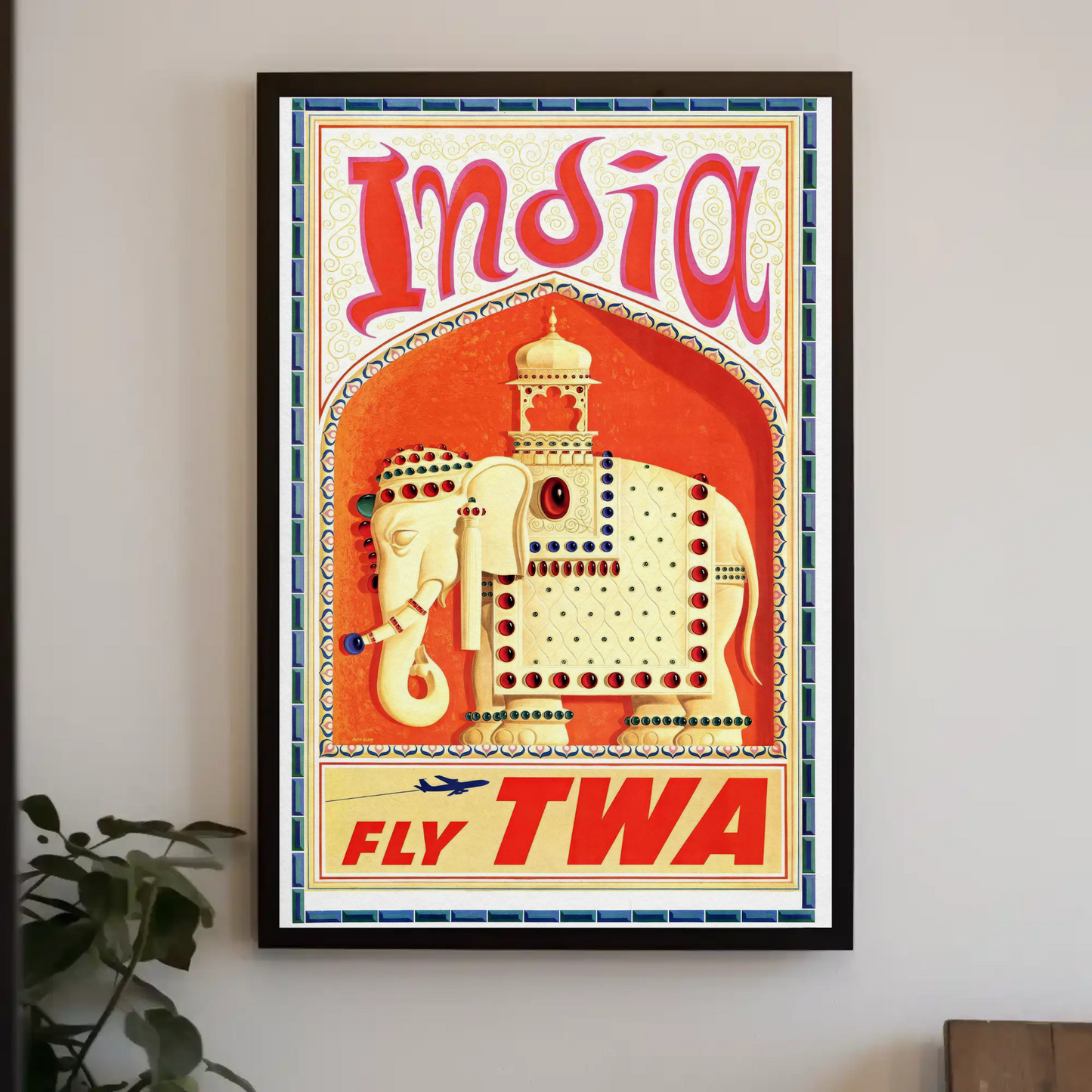 Fly TWA to India Travel Poster by David Klein