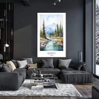 Serene Banff Landscape Watercolor Art National Park Poster PosterGoat