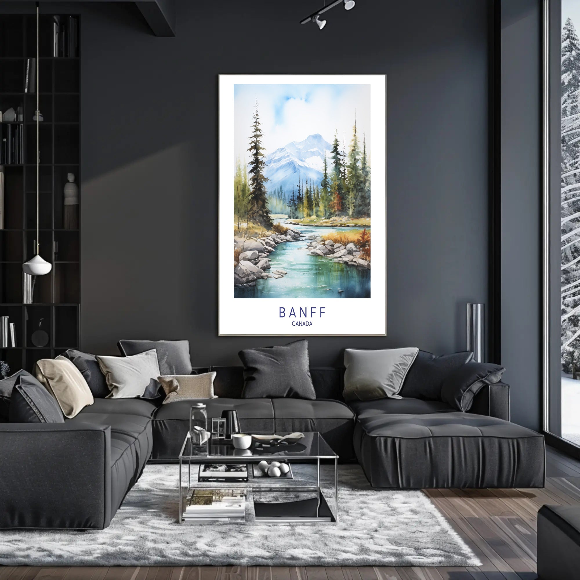 Serene Banff Landscape Watercolor Art National Park Poster PosterGoat