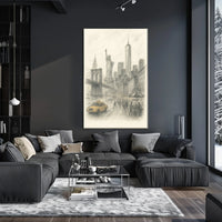 New York City Sketch Poster Iconic Landmarks Home Decor