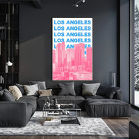Los Angeles Skyline Repeated Text Dynamic Travel Poster PosterGoat