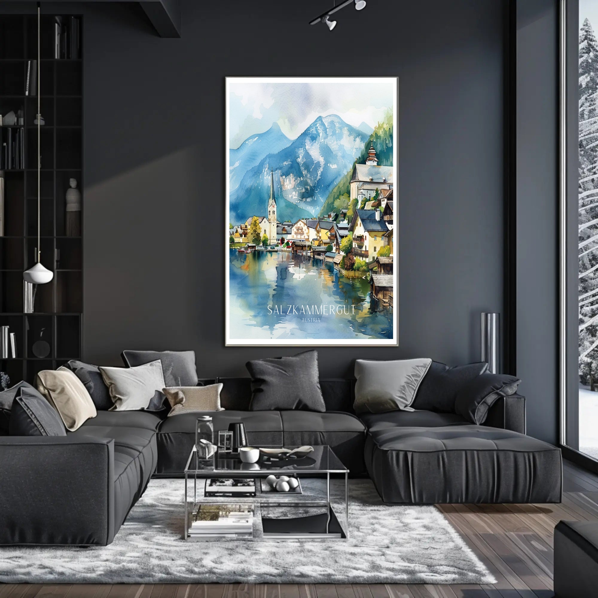 Serene Salzkammergut Austria Travel Watercolor Poster PosterGoat