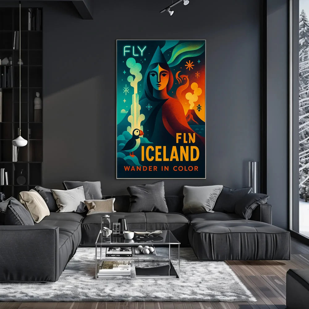 Iceland Adventure Fly and Wander Travel Poster PosterGoat