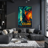 Iceland Adventure Fly and Wander Travel Poster PosterGoat