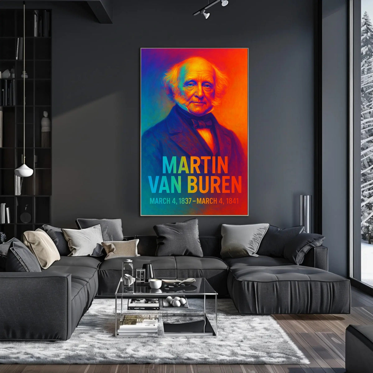 Martin Van Buren 8th President of the United States Neon Gradient Overlay Poster