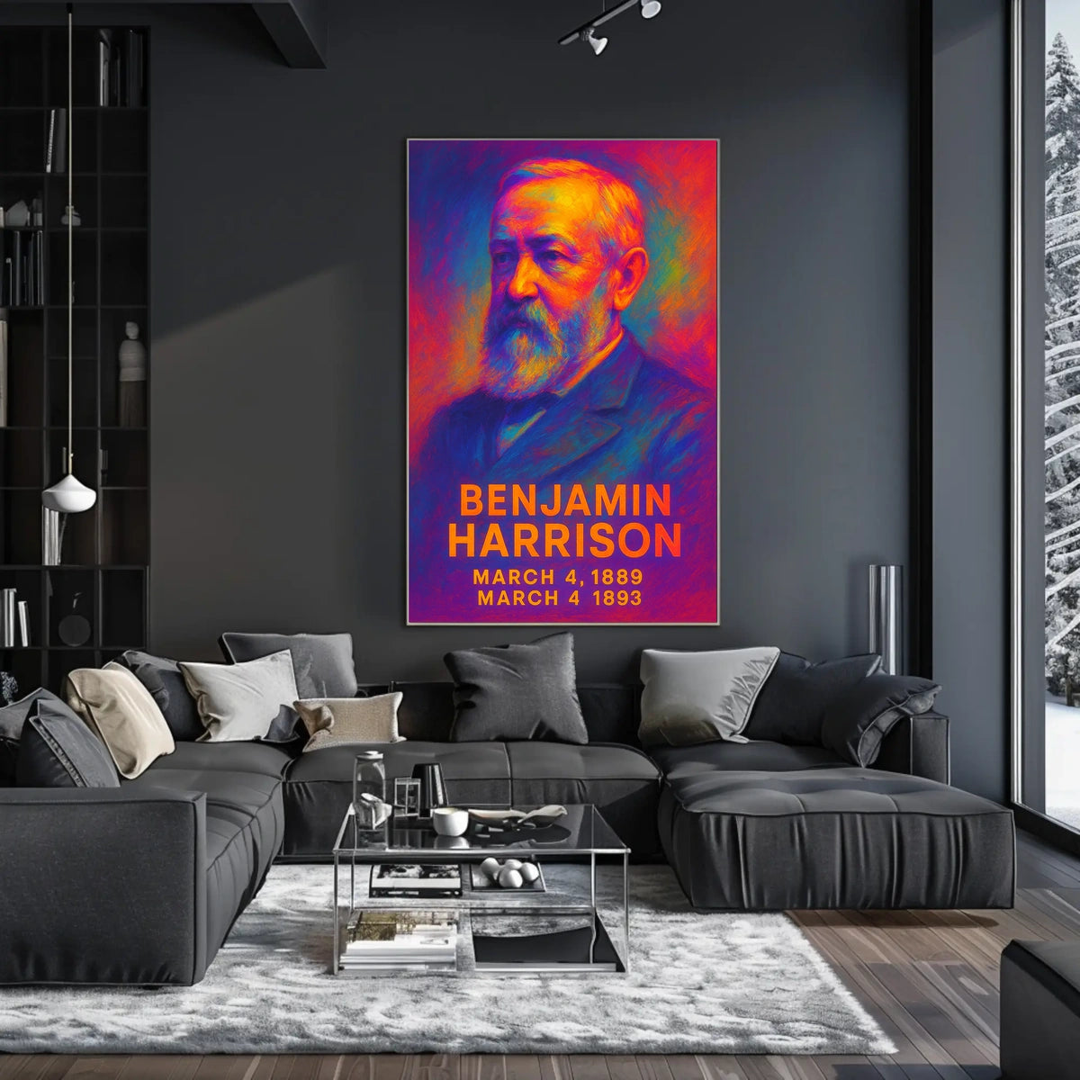 Benjamin Harrison 23rd President of the United States Neon Gradient Overlay Poster