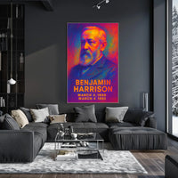 Benjamin Harrison 23rd President of the United States Neon Gradient Overlay Poster