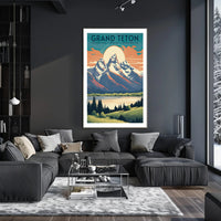 Grand Teton Vintage Travel Poster Wall Art