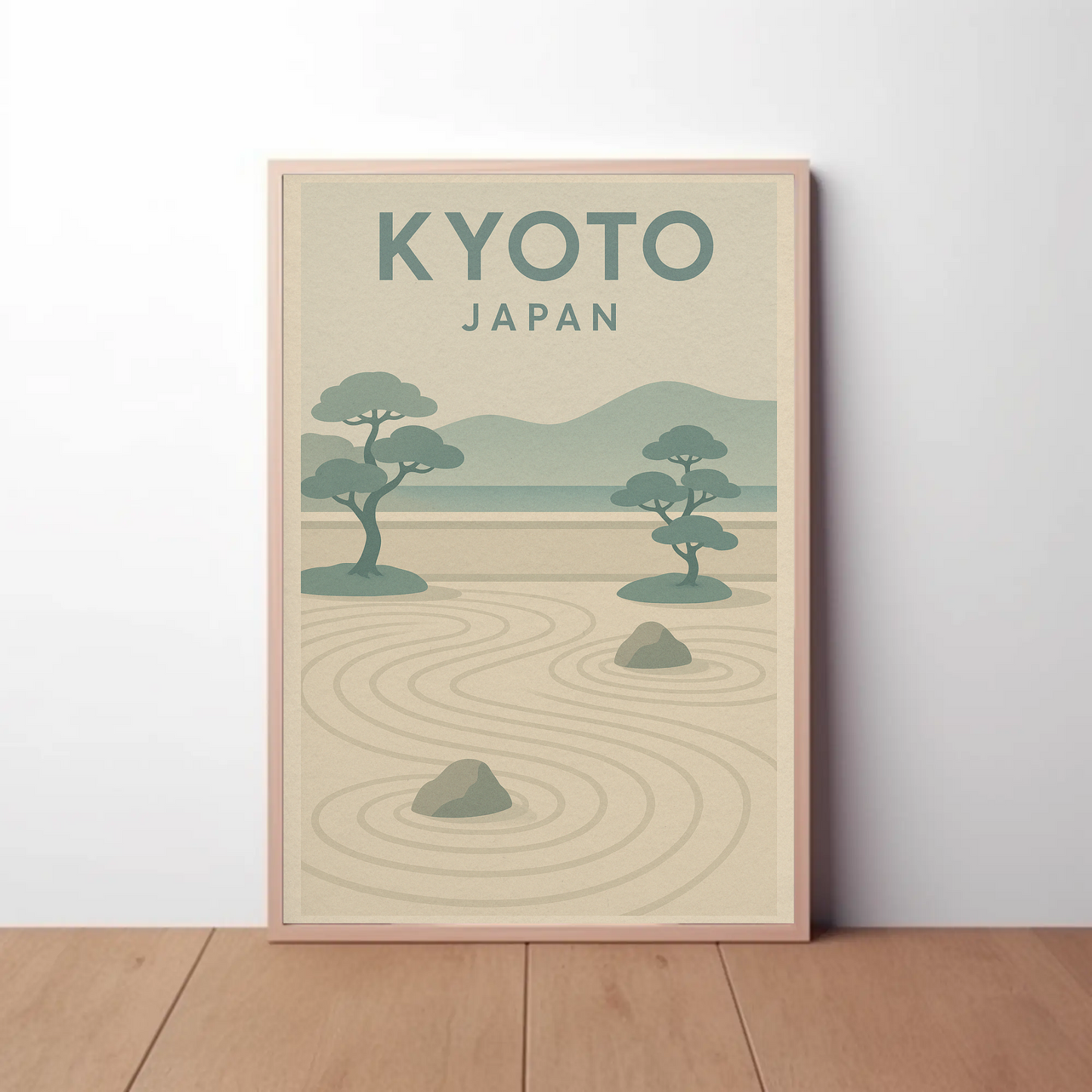 Kyoto Japan Zen Garden Minimalist Poster Poster