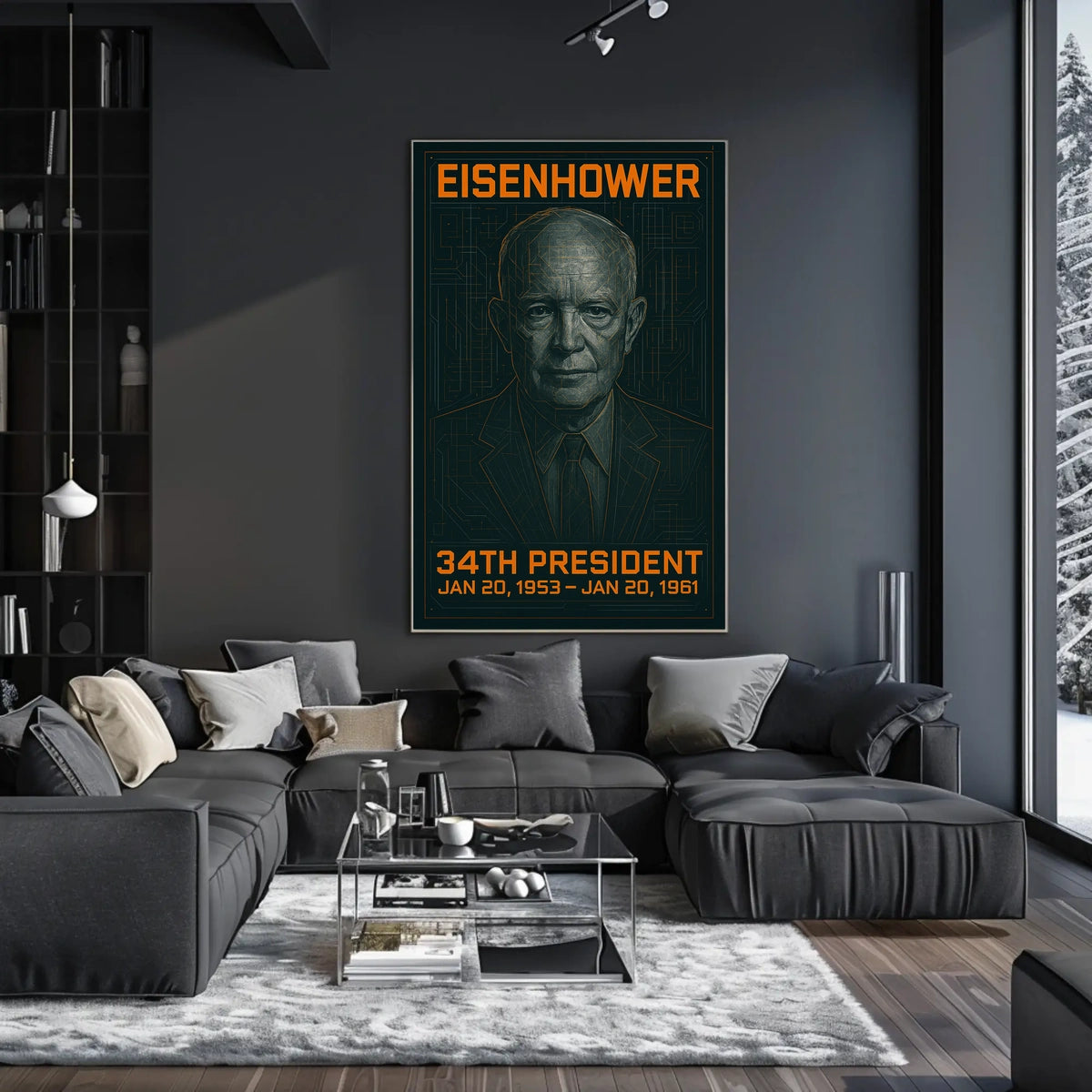 Dwight D. Eisenhower 34th President of the United States Techno Schematic Poster