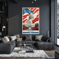 United States Capitol Vintage Artistic Patriotic Political Poster