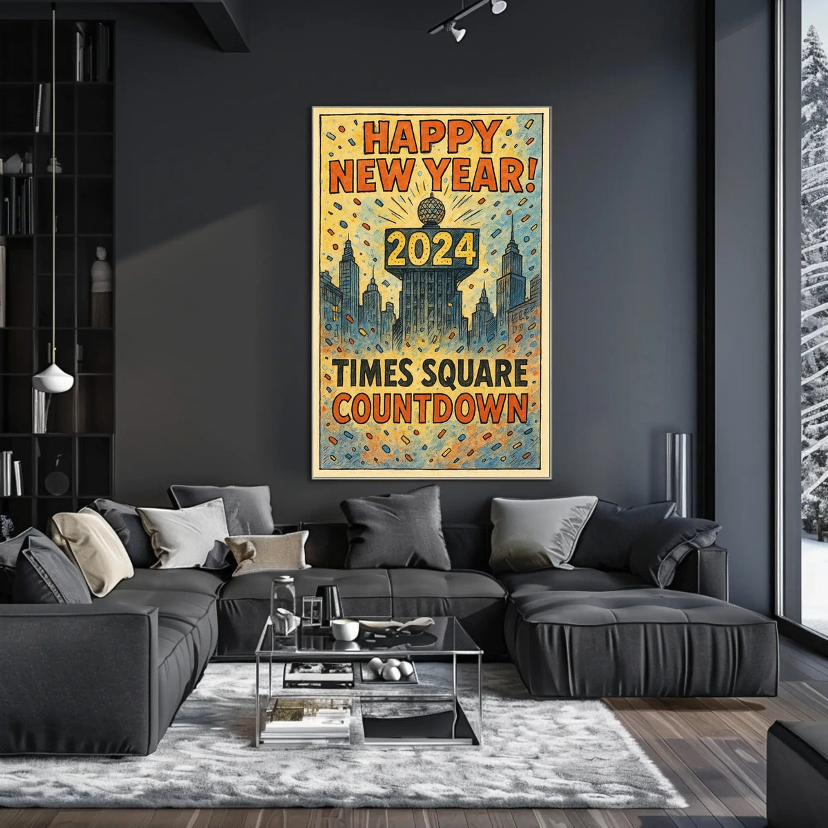 Happy New Year 2024 Times Square Countdown Poster