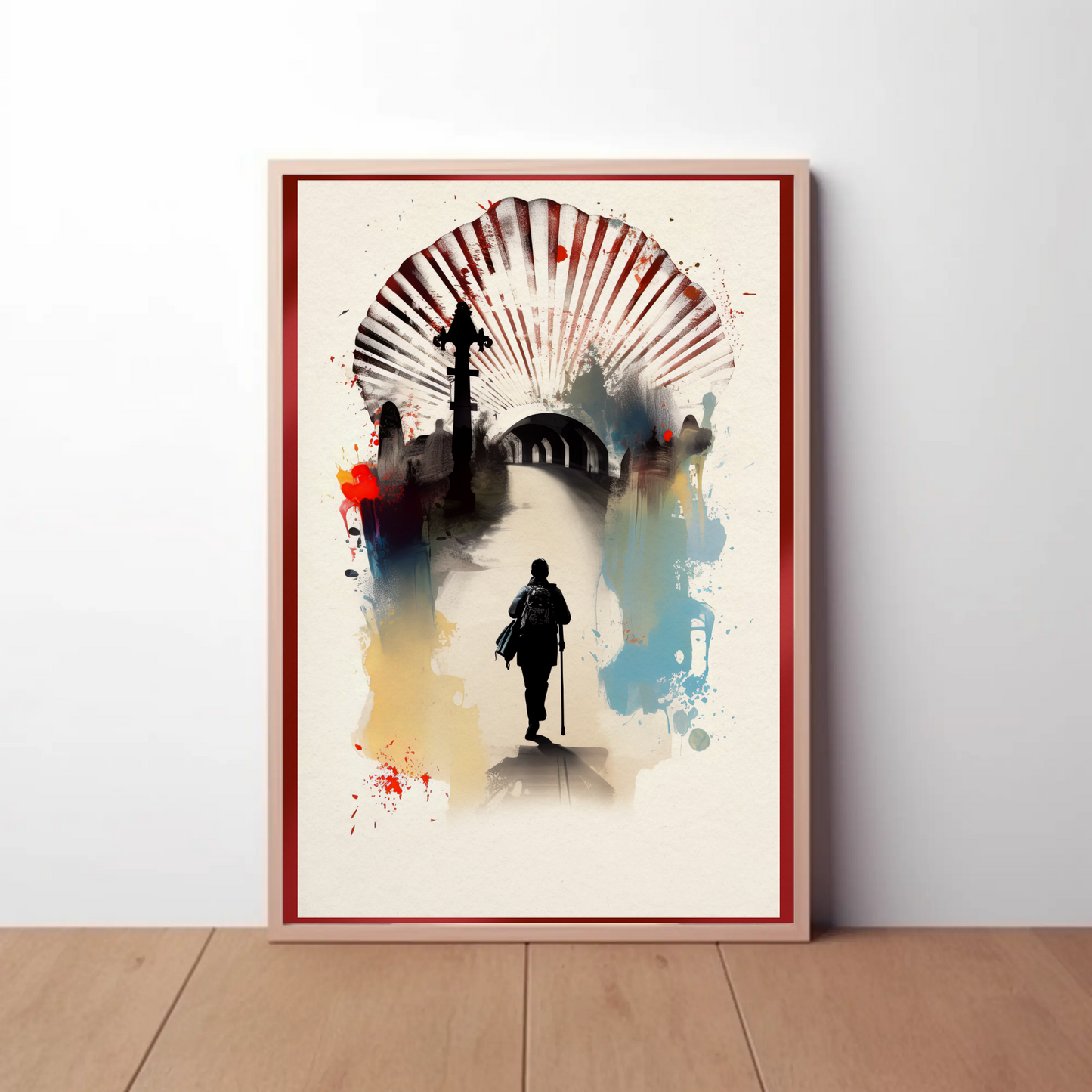 Pilgrim Shell Road Camino De Santiago Travel Poster