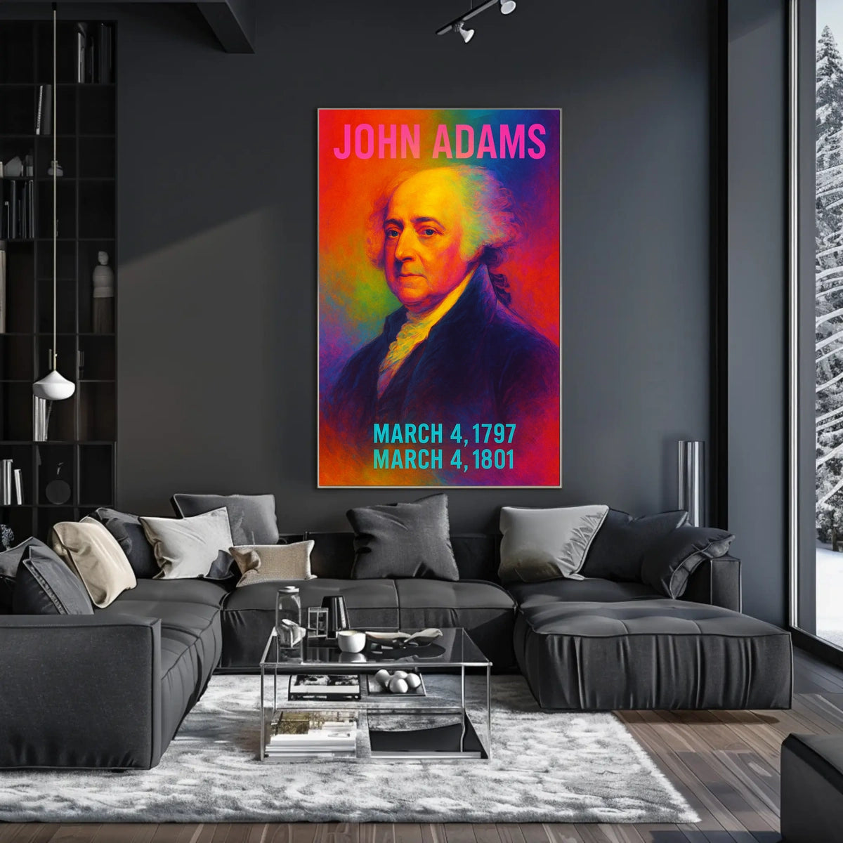 John Adams 2nd President of the United States Neon Gradient Overlay Poster