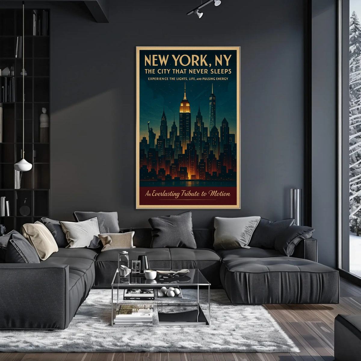 New York City Poster Vintage Travel Skyline Wall Art