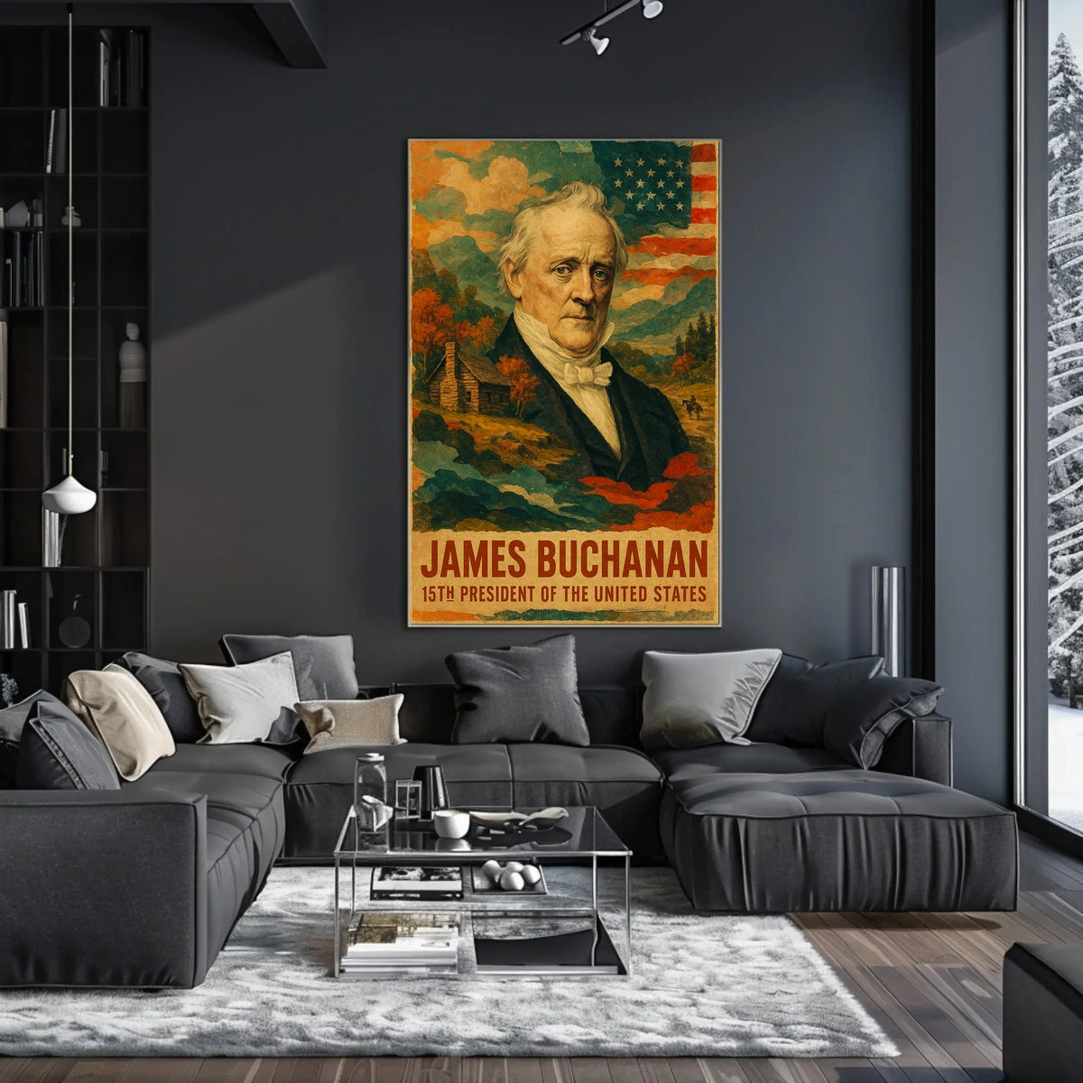 James Buchanan 15th President of the United States Layered Digital Collage Poster
