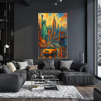 New York City Icons Landmarks Poster Abstract Wall Art