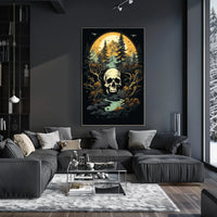 Dramatic Wilderness Skull Scene Art Print - Abstract, Artistic, or Pop Culture Poster