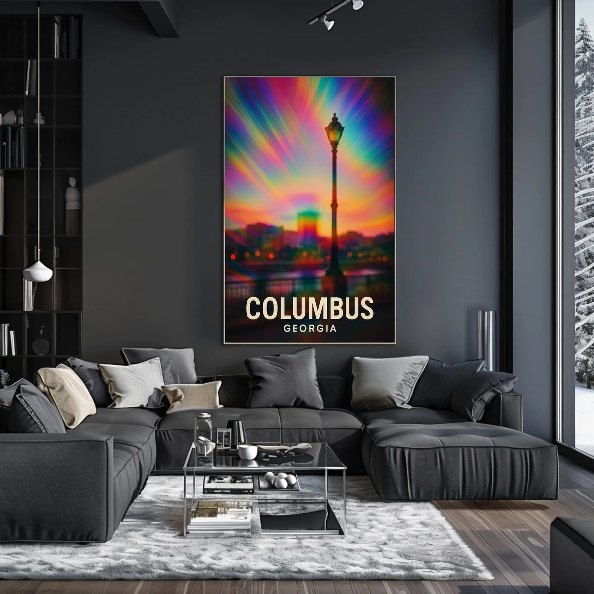 Columbus Georgia Vibrant View Travel Cityscape Impressionism Digital Painting Decor Poster